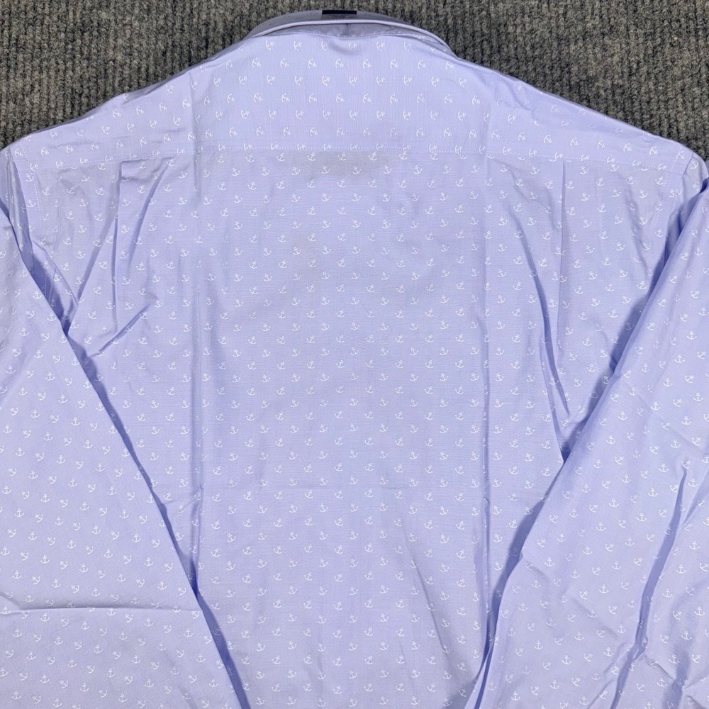 Tommy Hilfiger Mens Regular Fit Non-Iron Anchor Print Shirt Blue Large 16 34/35 - Picture 7 of 9